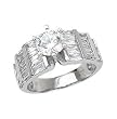 Sterling Silver Rhodium Engagement Ring with Clear CZ - Size: 6-9