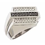 14k white gold black diamond mens ring (1/2 cttw)