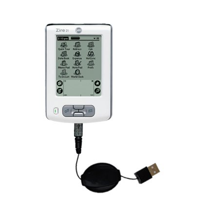 Retractable USB Cable for the Palm Palm Zire 21 with Power Hot Sync and Charge capabilities - uses Gomadic TipExchange Technology
