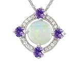 14K Opal, Tanzanite & Diamond Four Points Pendant
