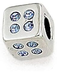 Zable(tm) Sterling Silver Cube with Blue Stones Bead / Charm