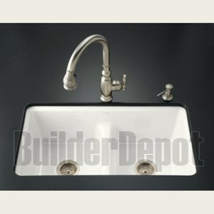 KOHLER K-5838-7U-0 Deerfield Smart Divide Undercounter Kitchen Sink, White