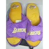Forever Collectibles Los Angeles Lakers official NBA 2011 Open Toe Two Tone size large Hard Sole Slippers
