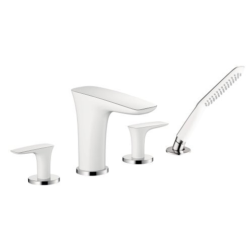 Hansgrohe 15440401 PuraVida Trim with 3 Hole Roman Tub set, White/Chrome