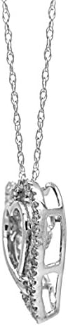 10 K Double Heart 0.09 Ct Dancing Diamond White Gold Pendant with 10 K White Gold Cable Chain