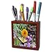 Angel Wings Designs Flowers - Yellow Butterly on Spring Flowers - Natures Angels - Tile Pen Holders-5 inch tile pen holder