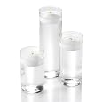 Set of 36 Cylinder Vases and 36 Floating Candles 3", White