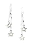 Sterling Silver Twisted Bar Stick and Star Drop Earrings