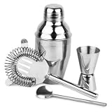 Stainless Steel Cocktail Shaker Set with Mini 200ml Cocktail Shaker, Strainer, Jigger Measure & Spoon Stirrer | BAR@drinkstuff Cocktail Set, Cocktail Equipment Kit
