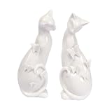 6 Whisper Lilac Porcelain White Decorative Cat Figures w Butterfly Accents 10 by 