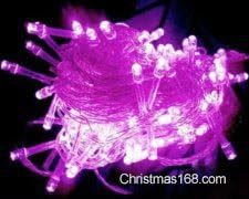 Perfect Holiday 8 Modes 100 LED String Christmas Wedding Fairy Lights Party with Tail Plug, 32 Feet, Pink