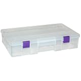 3-Inch Deep Utility Organizer, 4-15 Adjustable Compartments, Natural with Purple Latches by Creative Options