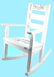 Childrens Rocking Chair - Jungle Theme - White Color - Personalized