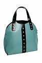 Turquoise and black soft leather large shoulder bag Amelia design