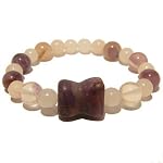 Fluorite Bracelet 11 Stretch Quartz White Purple Gemstone Block Crystal Healing