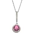 14K White Gold Pink Tourmaline and Diamond Pendant