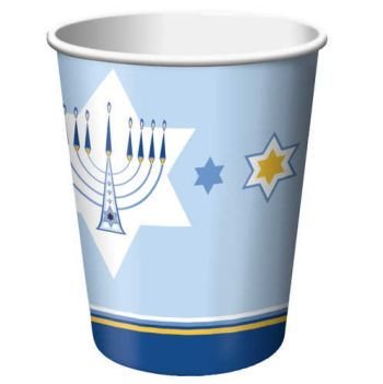 Hanukkah Lights 9oz Paper Hot/Cold Cups 8 Per Pack