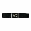 Silver Pentagram On Black - Black Web Belt Logo