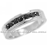 0.70ct Mens Fancy Black Diamond Wedding Band Ring 14k White Gold