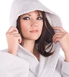 Produkt-Bild: Frottee-Bademantel/ Saunamantel "Montana" mit Kapuze f&uuml;r Damen & Herren Farbe silbergrau, Gr&ouml;sse S