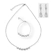 White Six Degrees Silver Cultured Pearl Necklace Bracelet Earrings Set