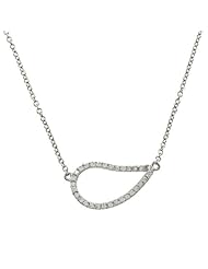 Sterling Silver 16" CZ Sideways Teardrop Necklace