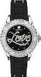 Party Time by Sekonda black silicon watch with Diamante Love 4610