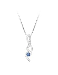 Blue and White Diamond Fashion Pendant with Chain in 10K White Gold (1/10 cttw)