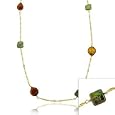 Vermeil (24k Gold over Sterling Silver) Green Brown Genuine Freshwater Cultured Coin Pearl Round Square D-cut Twist Chain Long Dangle Necklace 30""