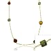 Vermeil (24k Gold over Sterling Silver) Green Brown Genuine Freshwater Cultured Coin Pearl Round Square D-cut Twist Chain Long Dangle Necklace 30