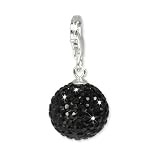 SilberDream Glitzer Charm Swarovski Kristalle Kugel schwarz SHINY Anh�nger 925 Silber f�r Bettelarmb�nder Kette Ohrring GSC206von "SilberDream..."