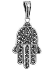 Sterling Silver Hand of God Designer Pendant Beautiful Charm Pure 925 New 27mm with 1mm Snake Chain