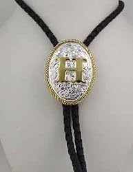 Silver/Gold Plated Monogram Letter "H" Bolo Tie