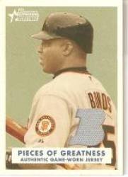 2006 Bowman Heritage Pieces of Greatness #PG-BB Barry Bonds - San Francisco Giants (Piece of Authentic Game Used Jersey) (Baseball Cards)
