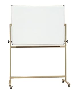Reversible Projectionable-Magnetic Free Standing Aluminum Frame Porcelain On Steel Dry Erase Whiteboard surface both sides 48