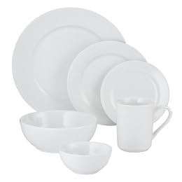 Whiteware Dinnerware Set Service for 12 in Storage Crate 
