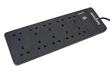 FLAT - 10 Way Surge Protected Extension Lead - 2 Metre