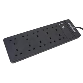 FLAT - 10 Way Surge Protected Extension Lead - 2 Metre