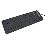 FLAT - 10 Way Surge Protected Extension Lead - 2 Metre