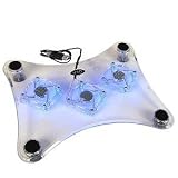 3-Fan Notebook Cooler Pad with Blue LEDs (Transparent)