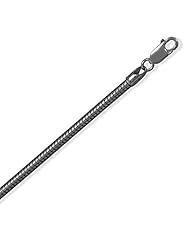 16 Inch Black Rhodium Plated Sterling Silver Snake Chain Necklace