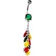 Dangling Rasta Pot Leaf Belly Ring