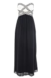 Cream and Black Chiffon Bustier Maxi Dress