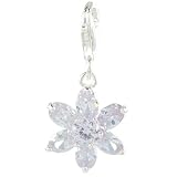 Oscaro Charms 925 Sterling Silver Flower with Crystal CZ Clip on Charm for Thomas Sabo style bracelets and necklaces
