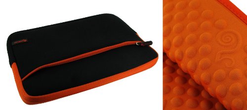 rooCASE Neoprene Wonderful Bubble Sleeve Case for Dell Inspiron iM1012-687OBK Mini 1012 10.1-Inch Netbook Obsidian Malignant (Black / Orange)