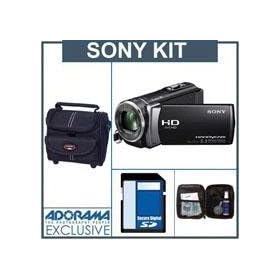 Sony HDR-CX210 HD 8GB Flash Memory Camcorder, Black - Bundle - with 16GB SD Memory Card, Camcorder Case, Digital Lens Cleaning Kit