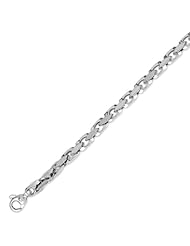 14K Solid White Gold Hip Hop Bullet Chain Bracelet 4mm (5/32 in.) - 8.5 in.