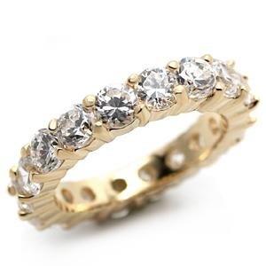 Size 9 Clear Cubic Zirconia Brass Gold Plated 