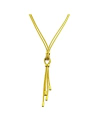 18 Karat Yellow Gold over Silver 2-strand Lariat Mesh Necklace (17 Inch)