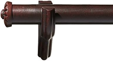Fleuron Enterprises Hardware Crown End Cap Drapery Rod Set, 6-Feet, Mahogany Finish